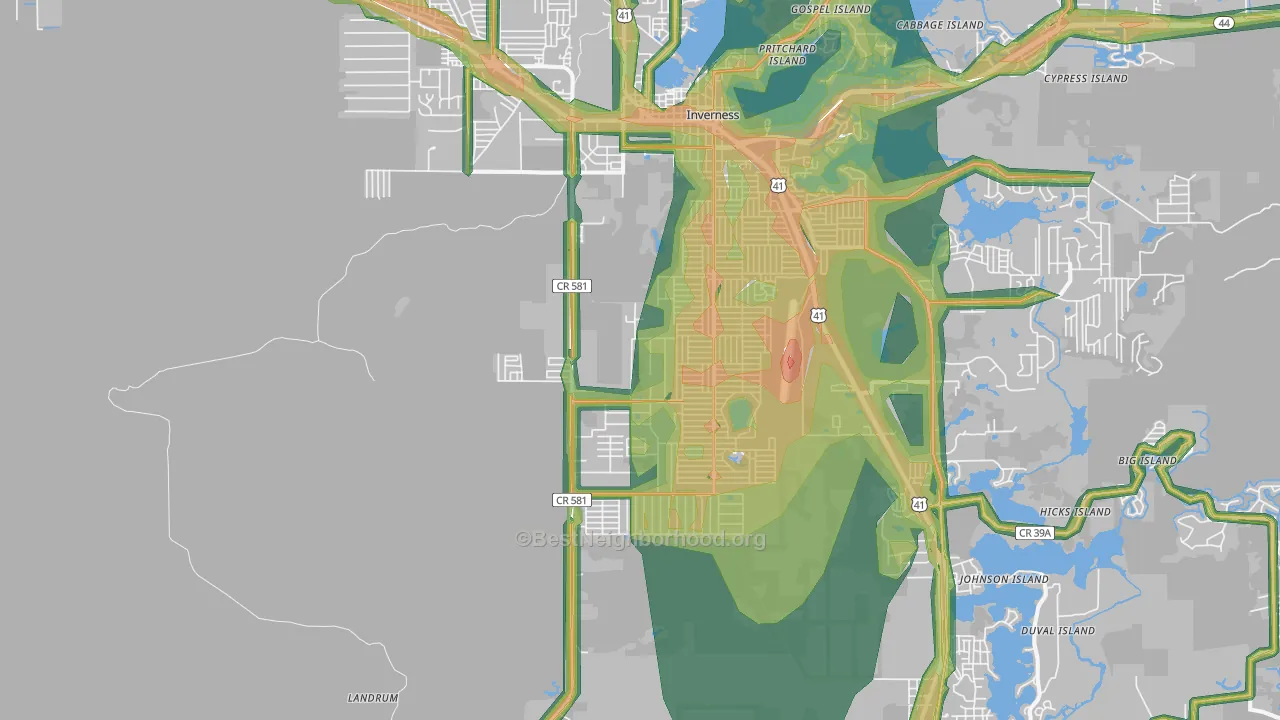 34452, FL Map of Noise Levels in 34452