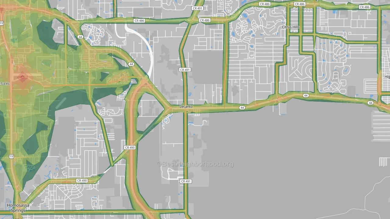 34461, FL Map of Noise Levels in 34461