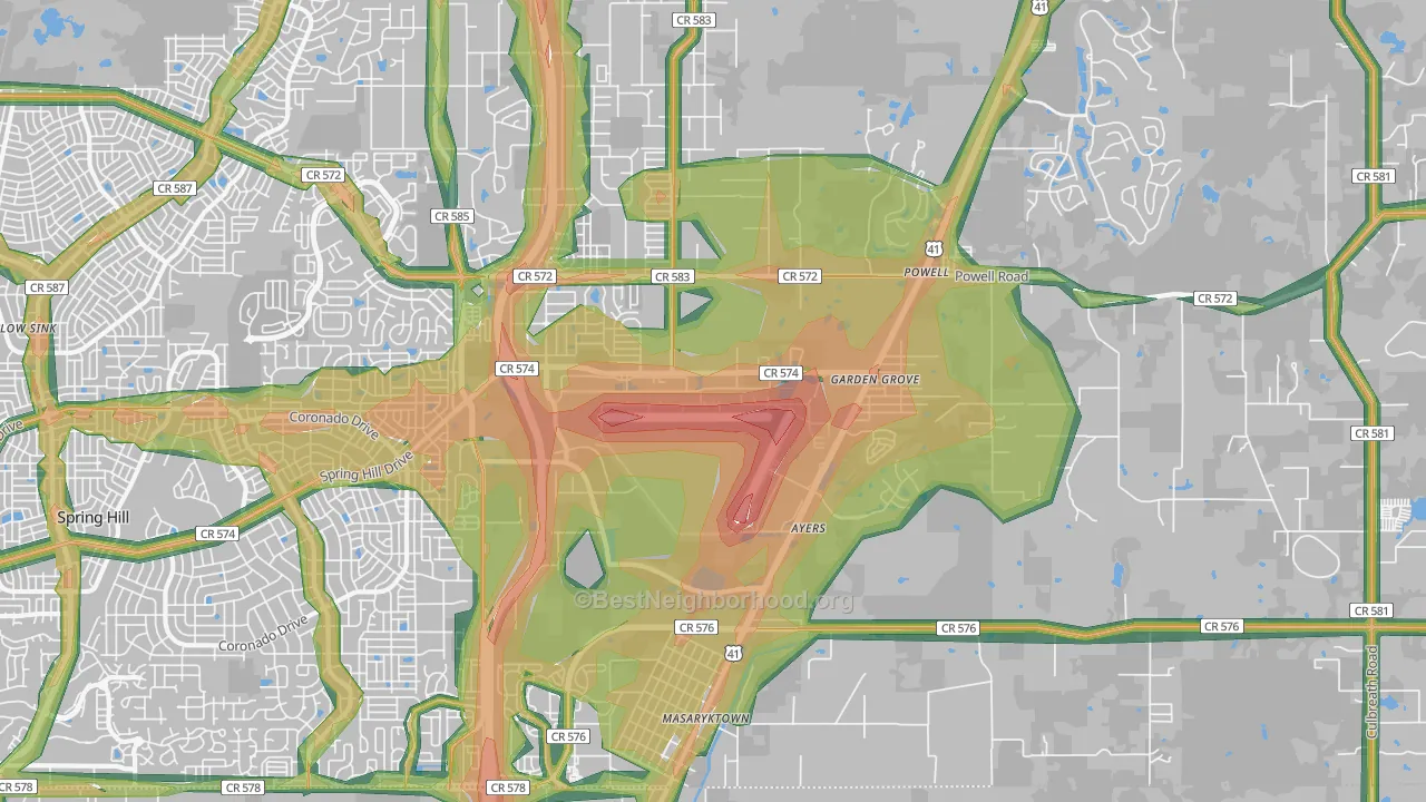 34604, FL Map of Noise Levels in 34604