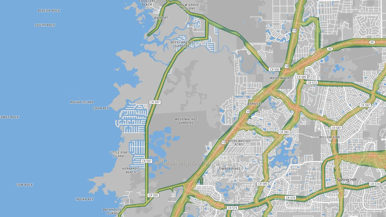 34607, FL Map of Noise Levels in 34607