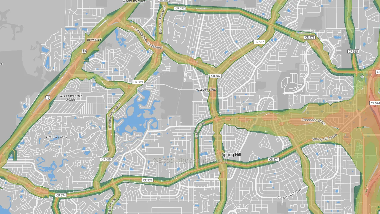 34608, FL Map of Noise Levels in 34608