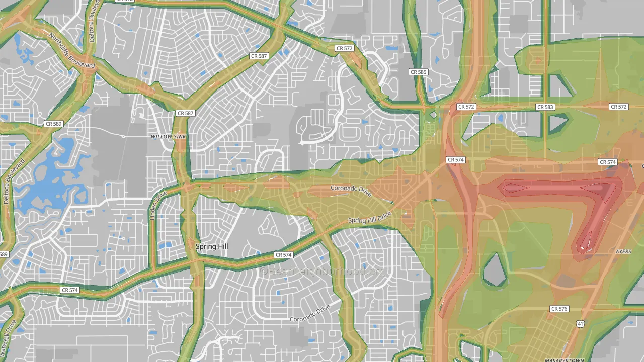 34609, FL Map of Noise Levels in 34609