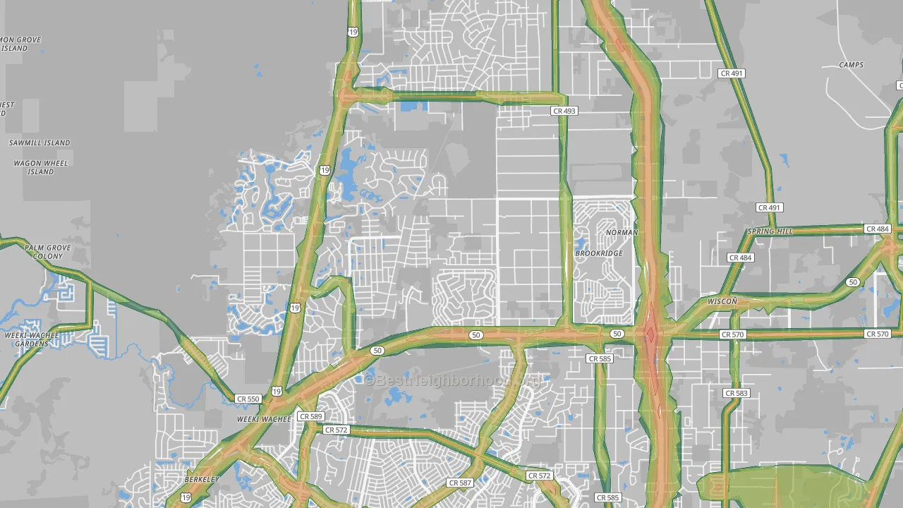 34613, FL Map of Noise Levels in 34613