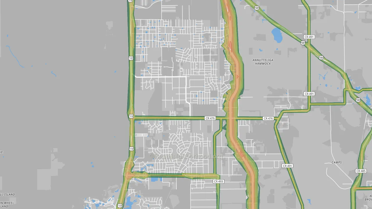 34614, FL Map of Noise Levels in 34614