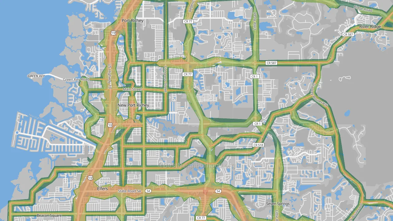 34653, FL Map of Noise Levels in 34653