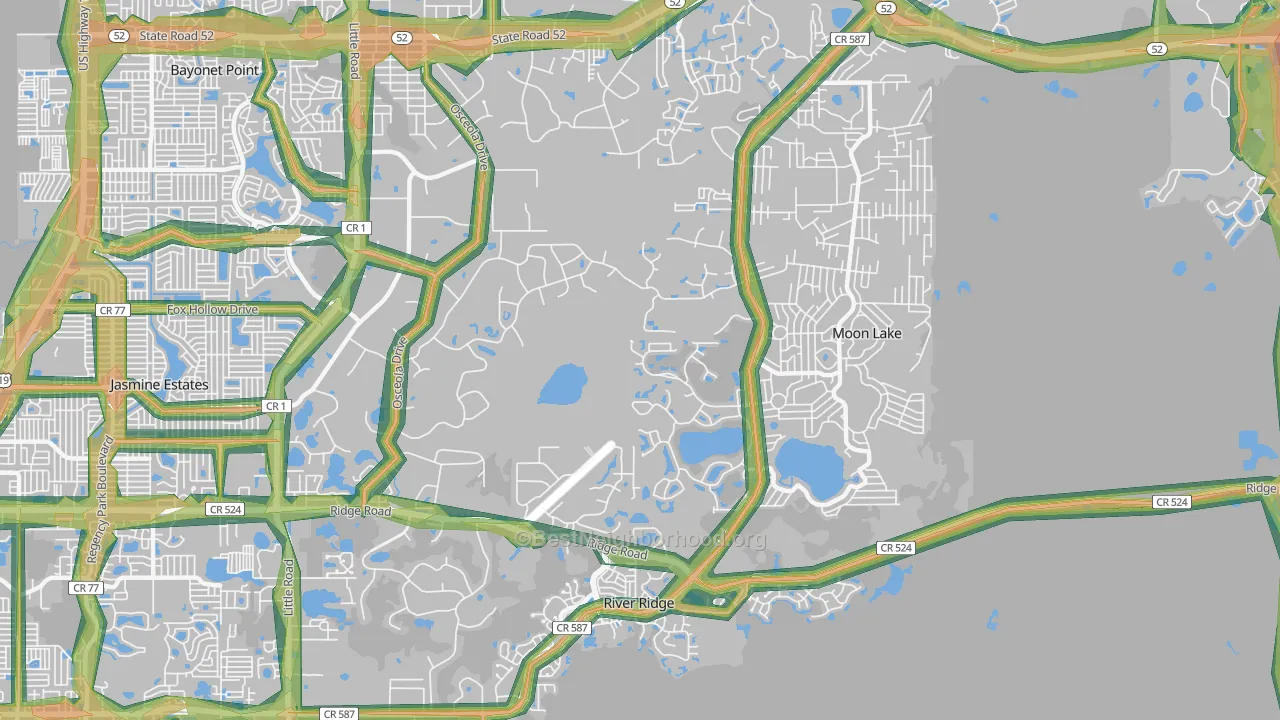 34654, FL Map of Noise Levels in 34654