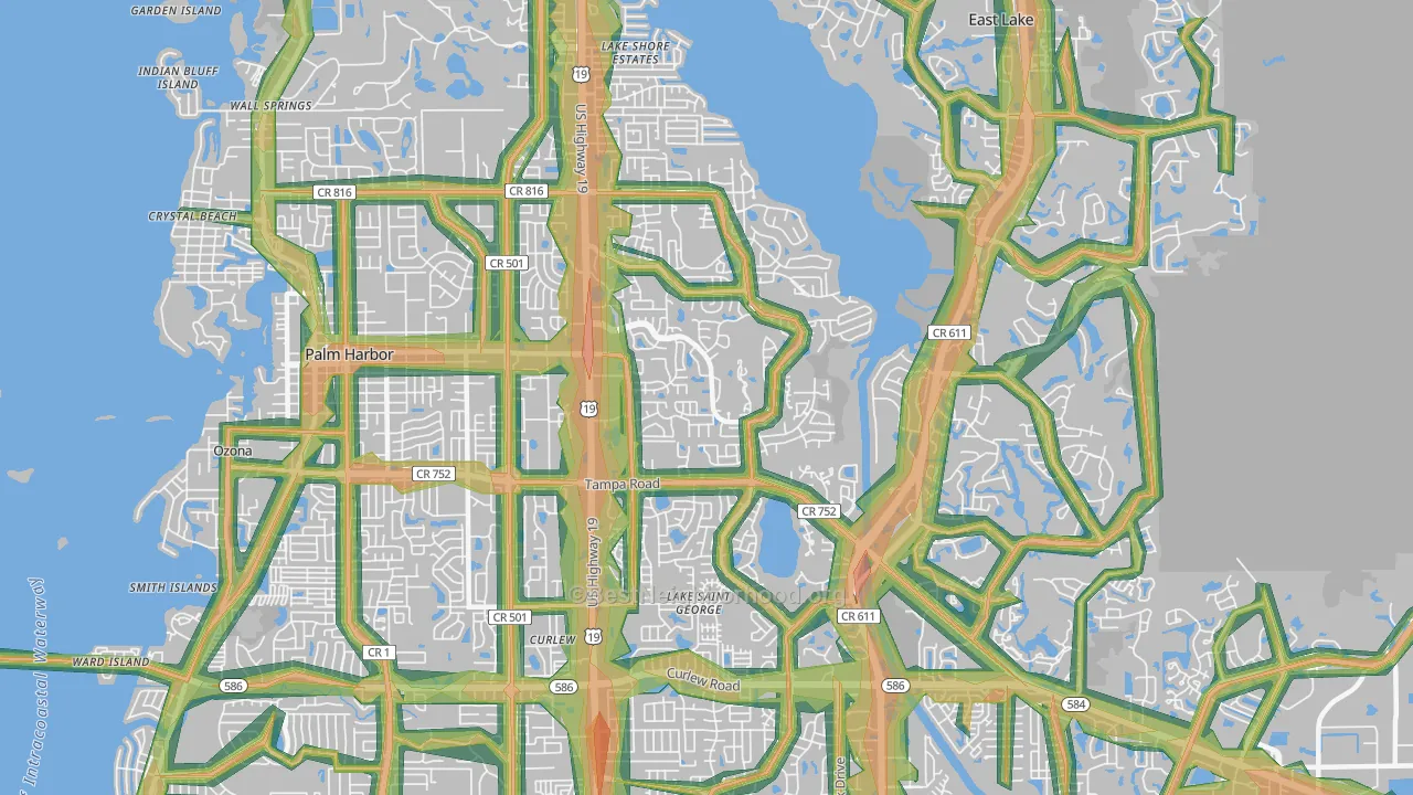 34684, FL Map of Noise Levels in 34684