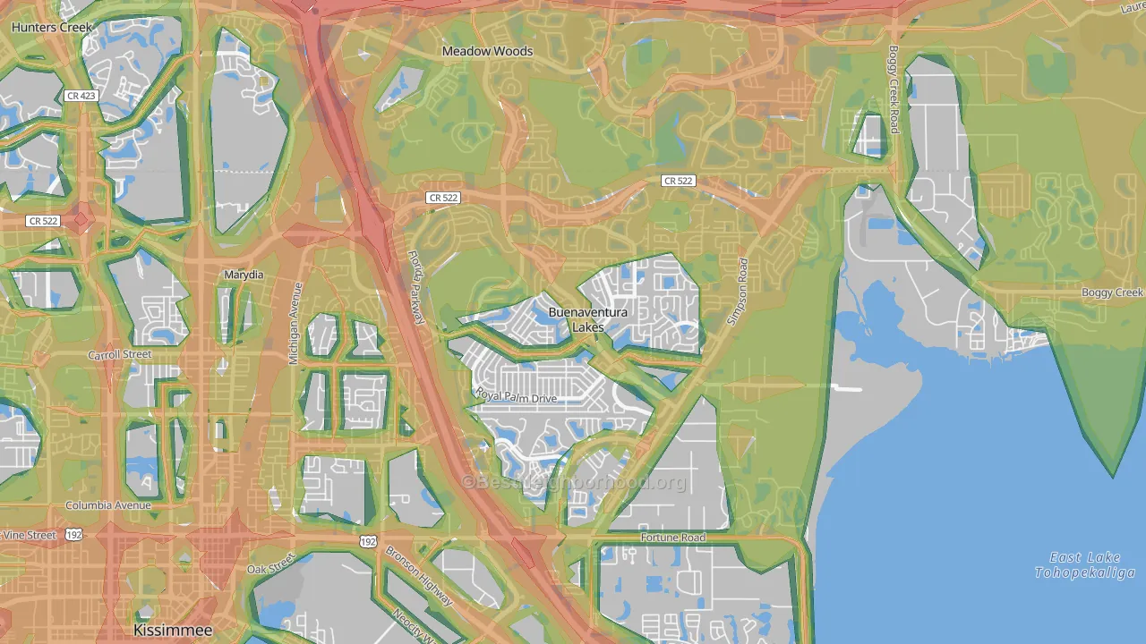 34743, FL Map of Noise Levels in 34743