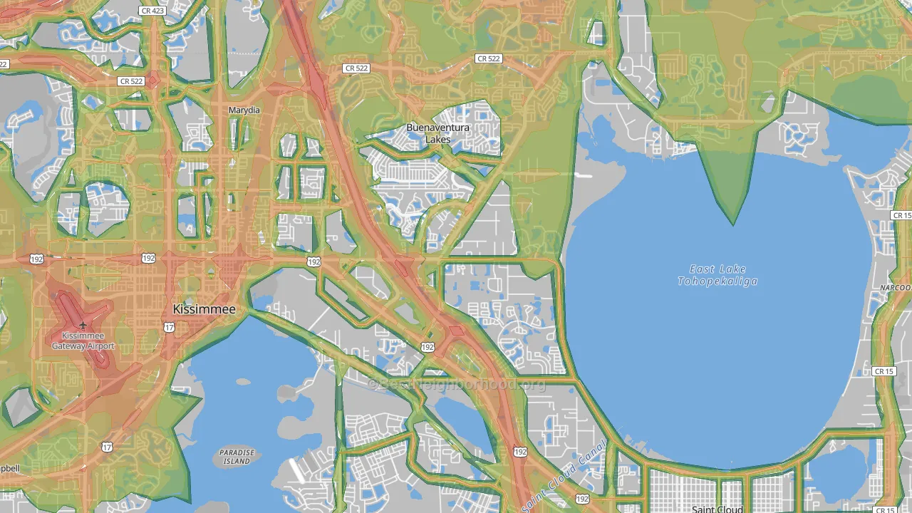 34744, FL Map of Noise Levels in 34744