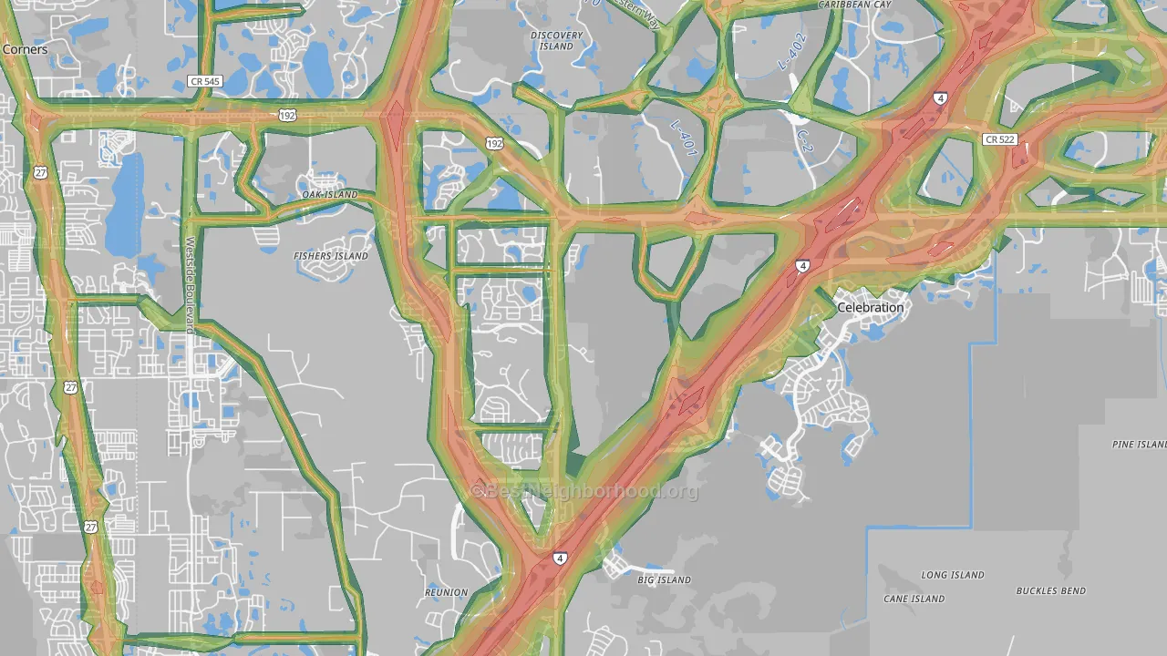 34747, FL Map of Noise Levels in 34747