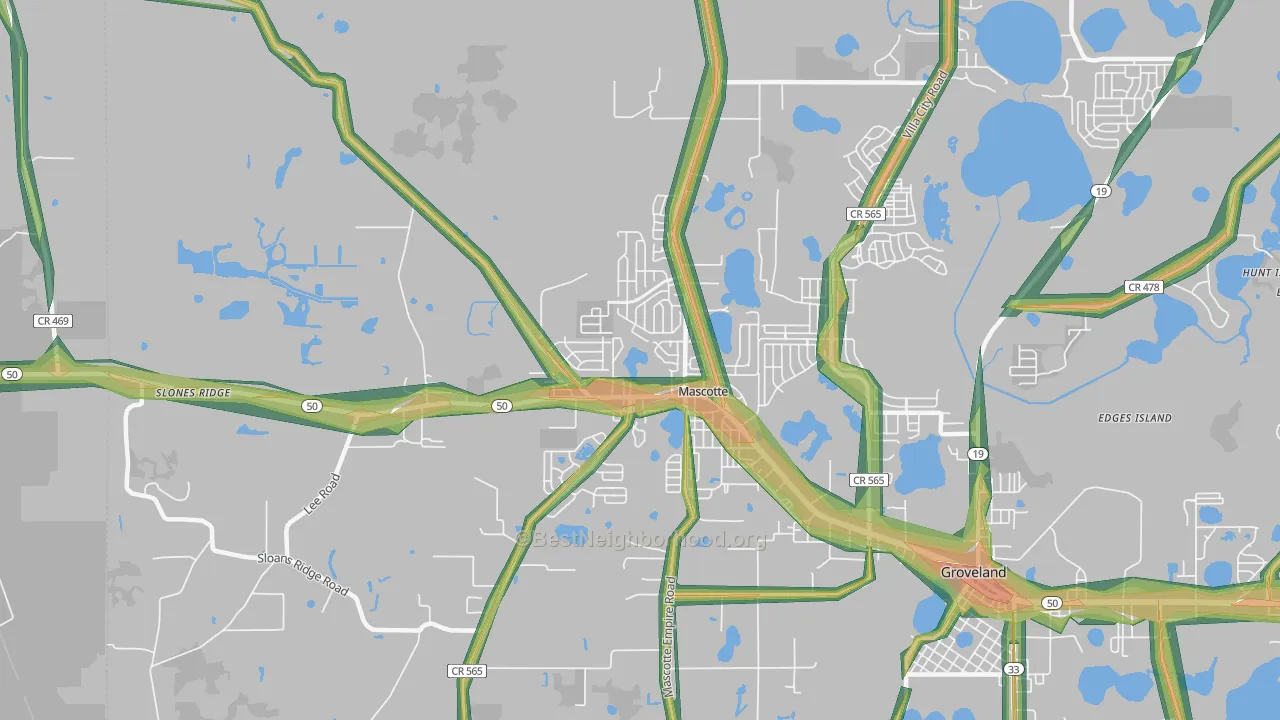 34753, FL Map of Noise Levels in 34753