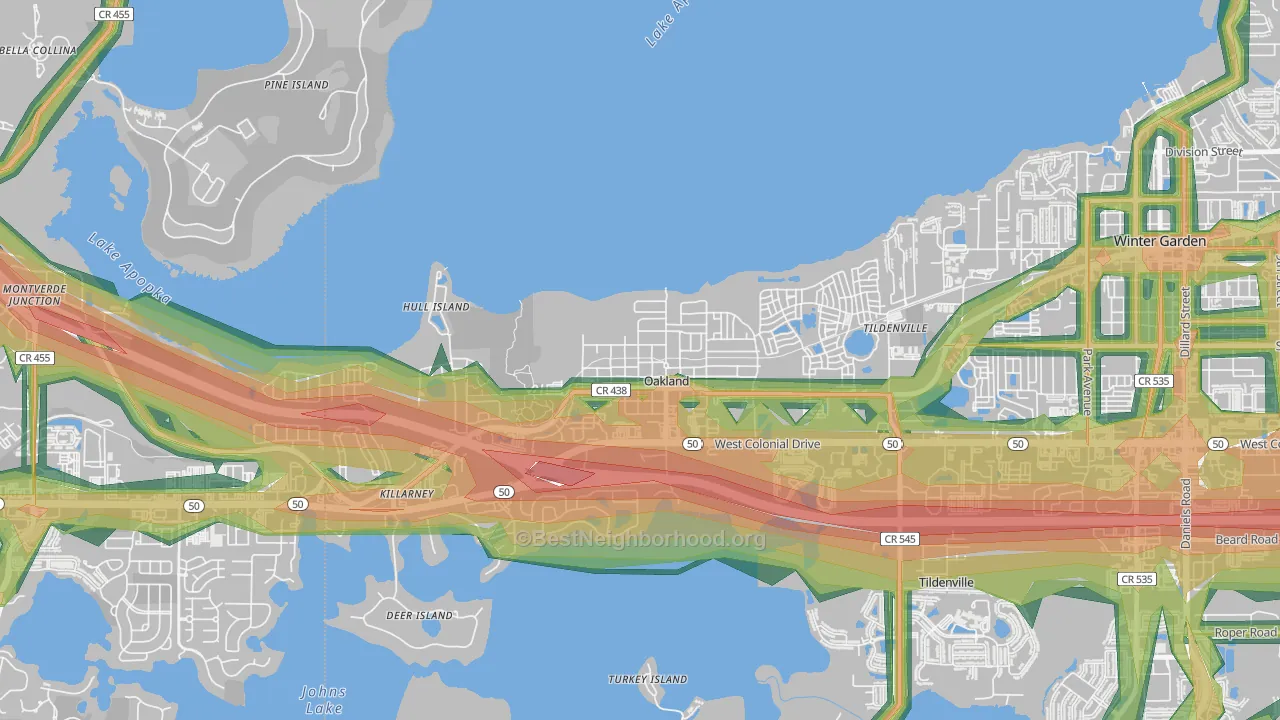 34760, FL Map of Noise Levels in 34760