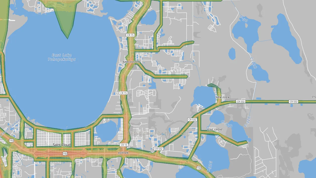 34771, FL Map of Noise Levels in 34771