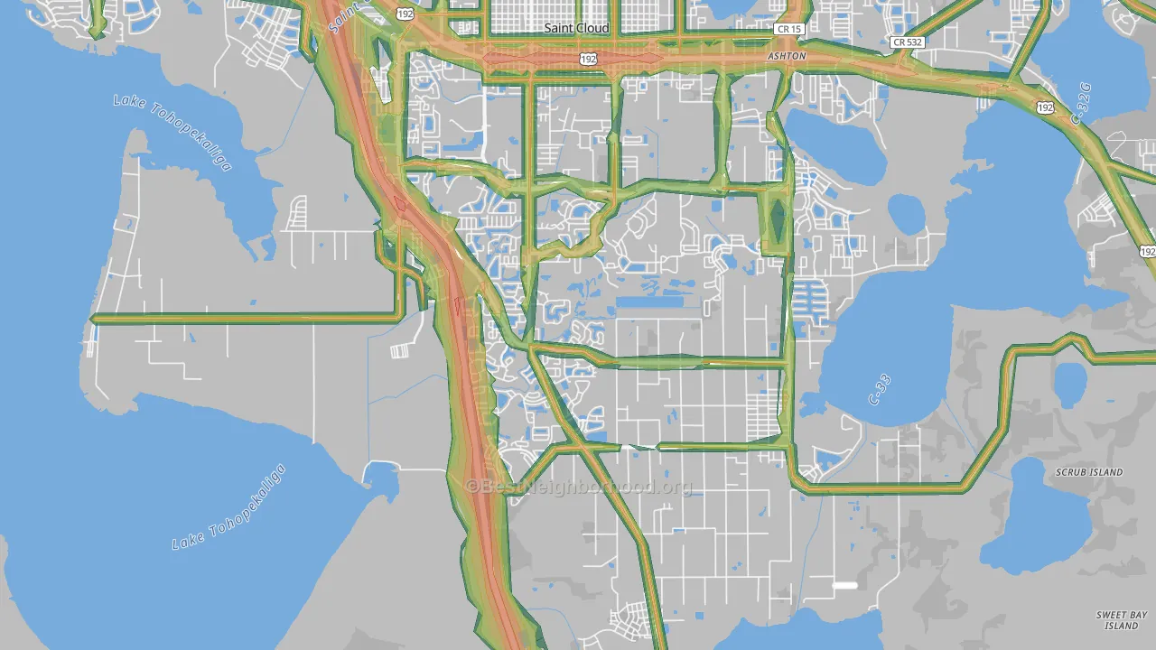 34772, FL Map of Noise Levels in 34772