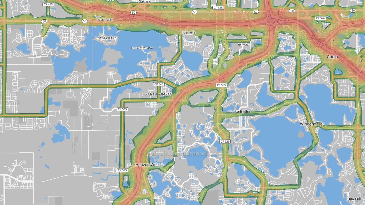 34787, FL Map of Noise Levels in 34787