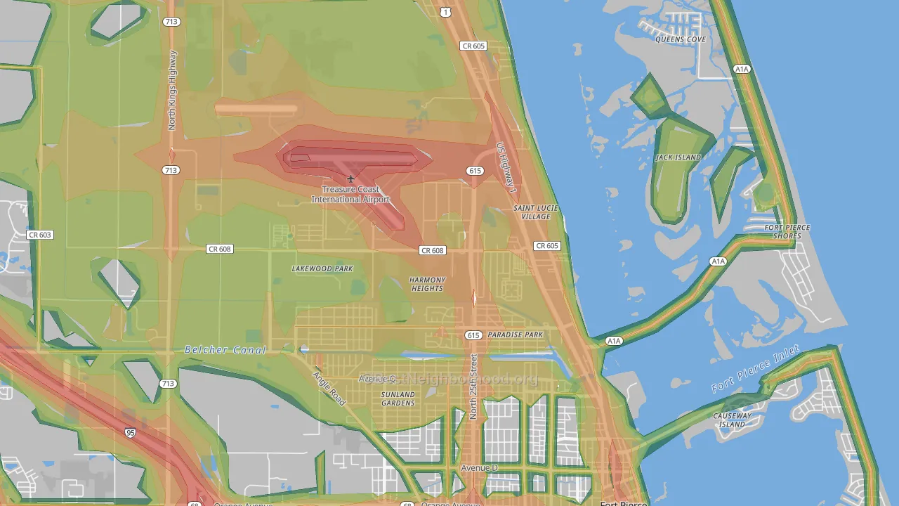 34946, FL Map of Noise Levels in 34946
