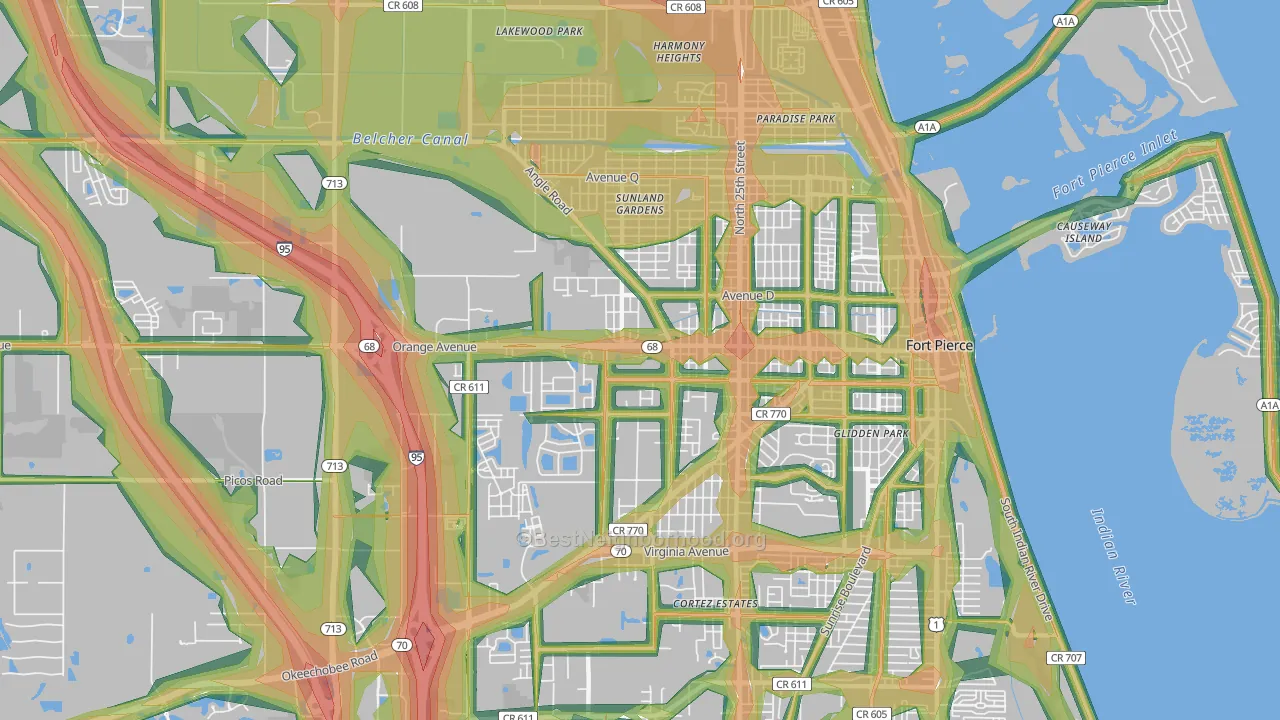 34947, FL Map of Noise Levels in 34947