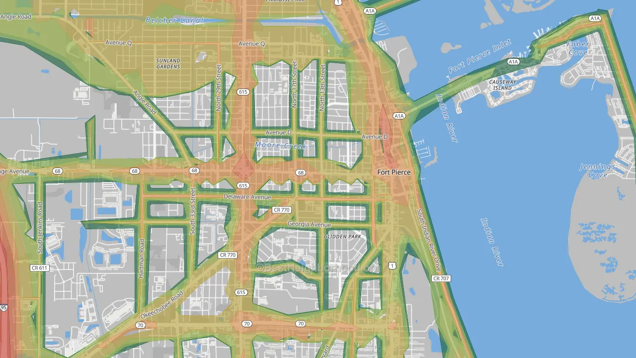 34950, FL Map of Noise Levels in 34950