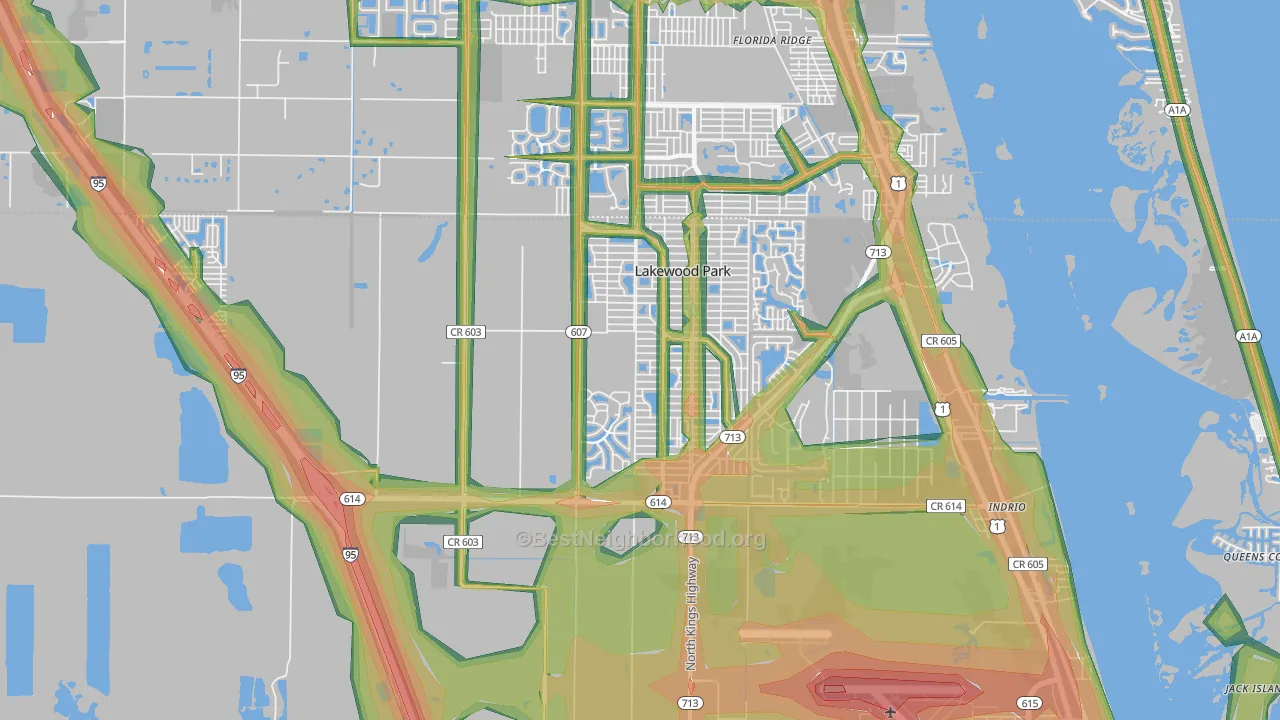 34951, FL Map of Noise Levels in 34951