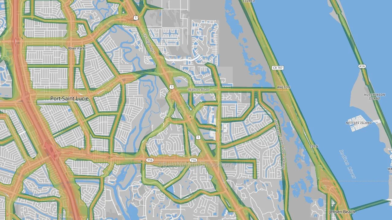 34952, FL Map of Noise Levels in 34952