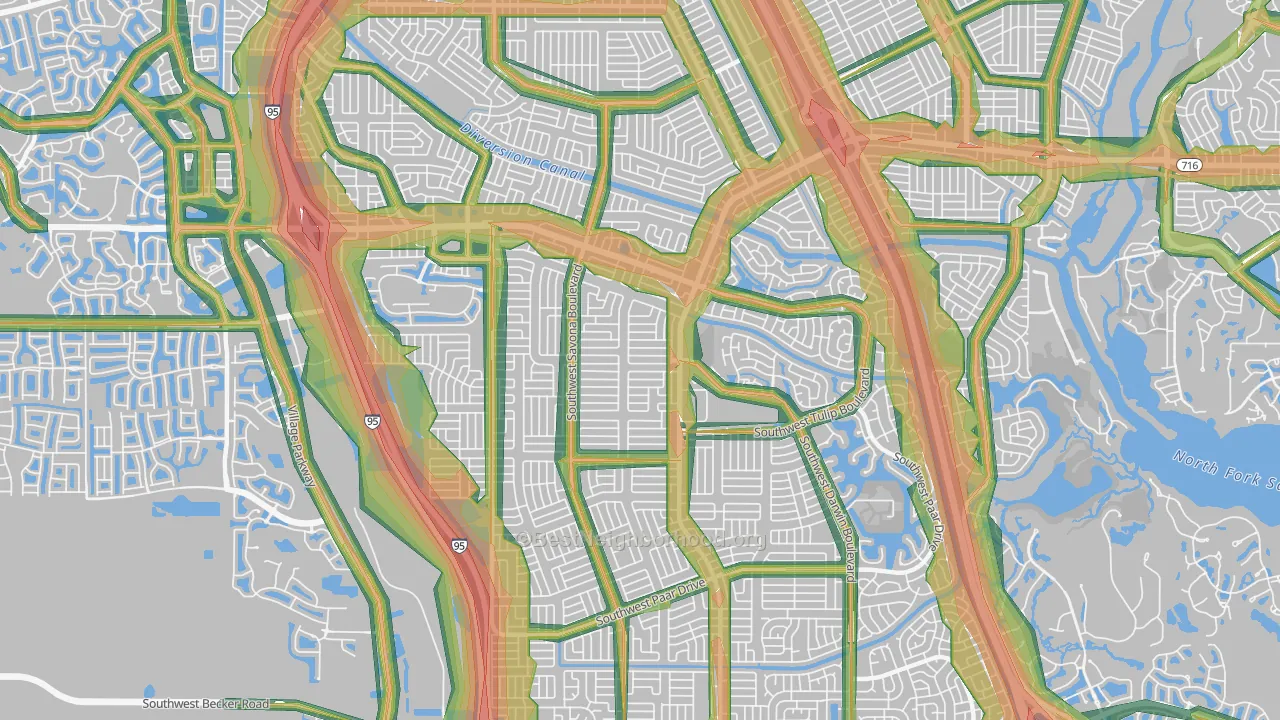 34953, FL Map of Noise Levels in 34953