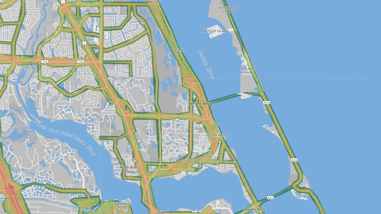 34957, FL Map of Noise Levels in 34957