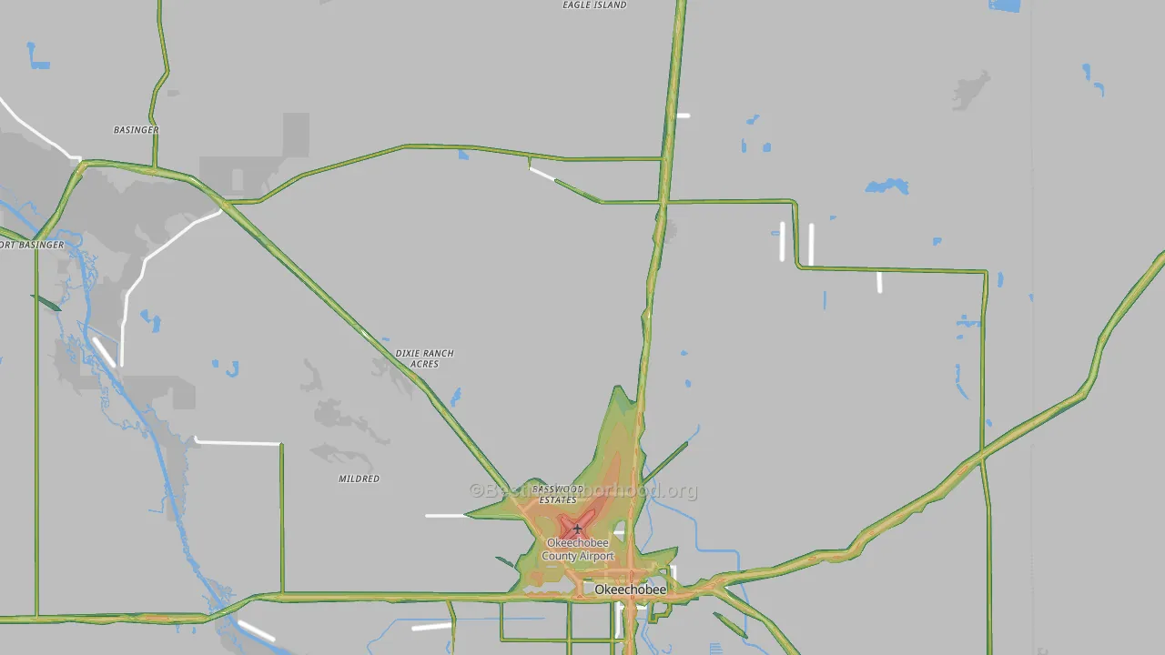 34972, FL Map of Noise Levels in 34972
