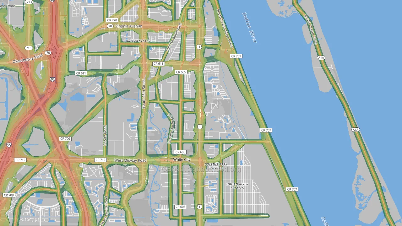 34982, FL Map of Noise Levels in 34982