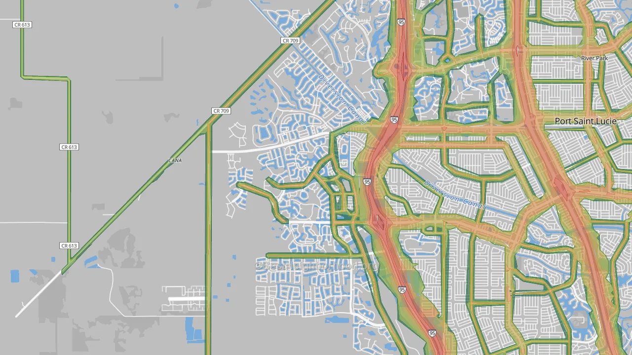 34987, FL Map of Noise Levels in 34987