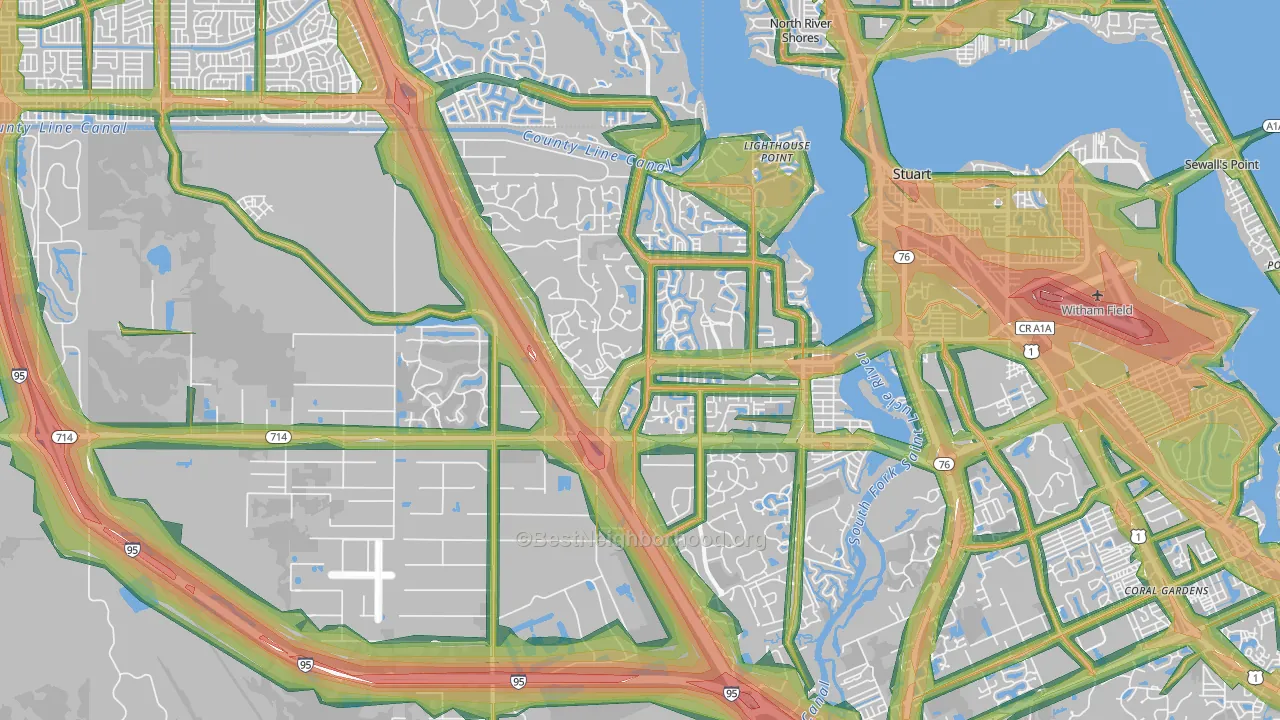 34990, FL Map of Noise Levels in 34990