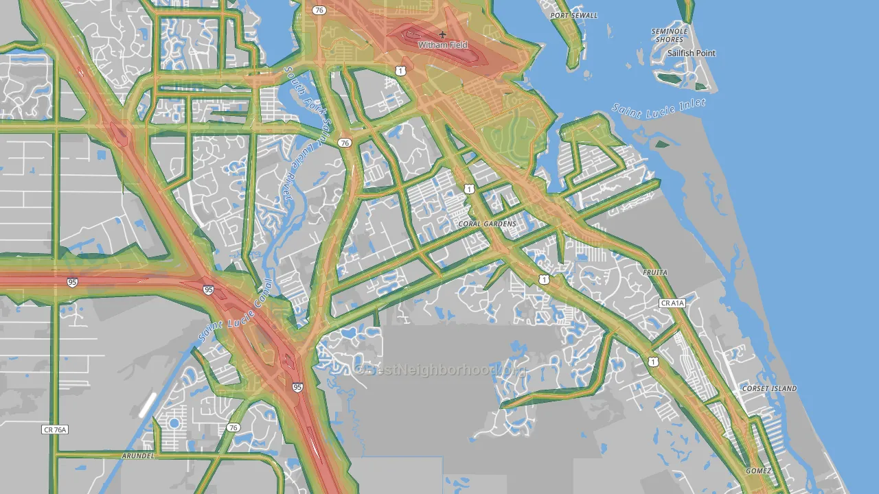 34997, FL Map of Noise Levels in 34997