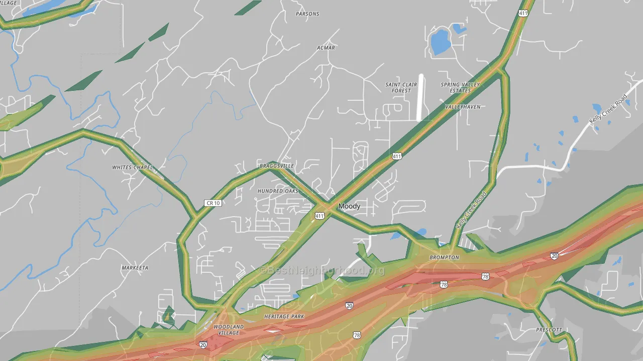 35004, AL Map of Noise Levels in 35004