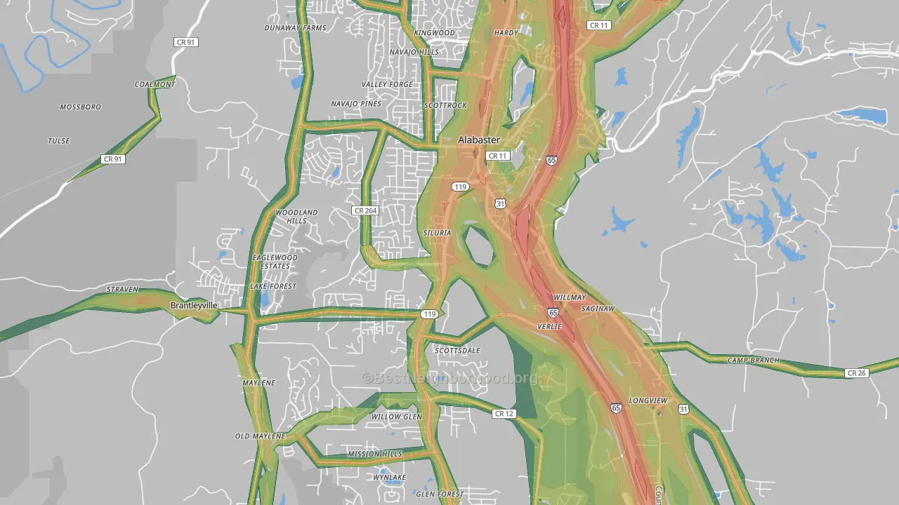 35007, AL Map of Noise Levels in 35007