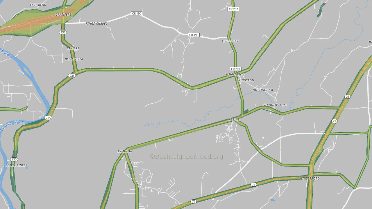 35014, AL Map of Noise Levels in 35014