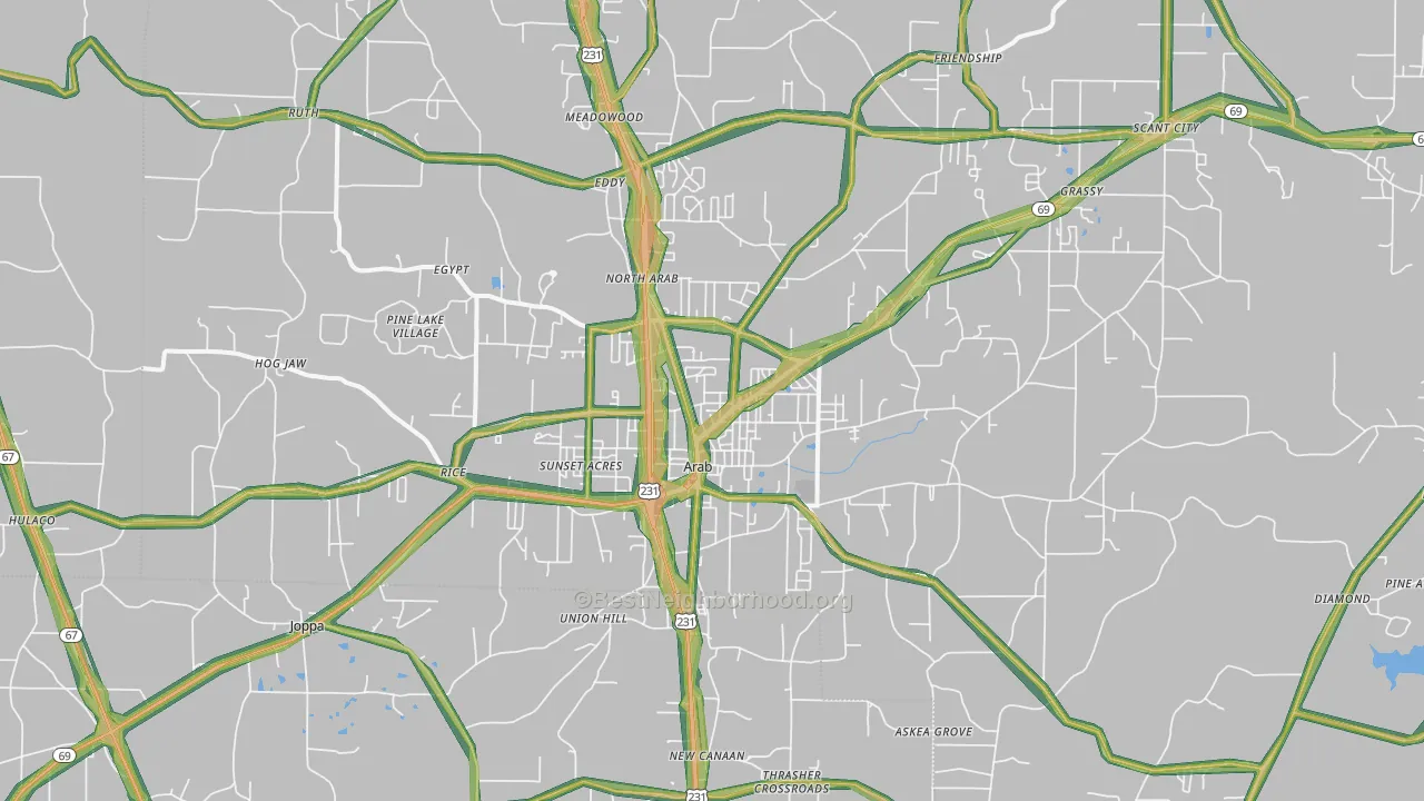 35016, AL Map of Noise Levels in 35016