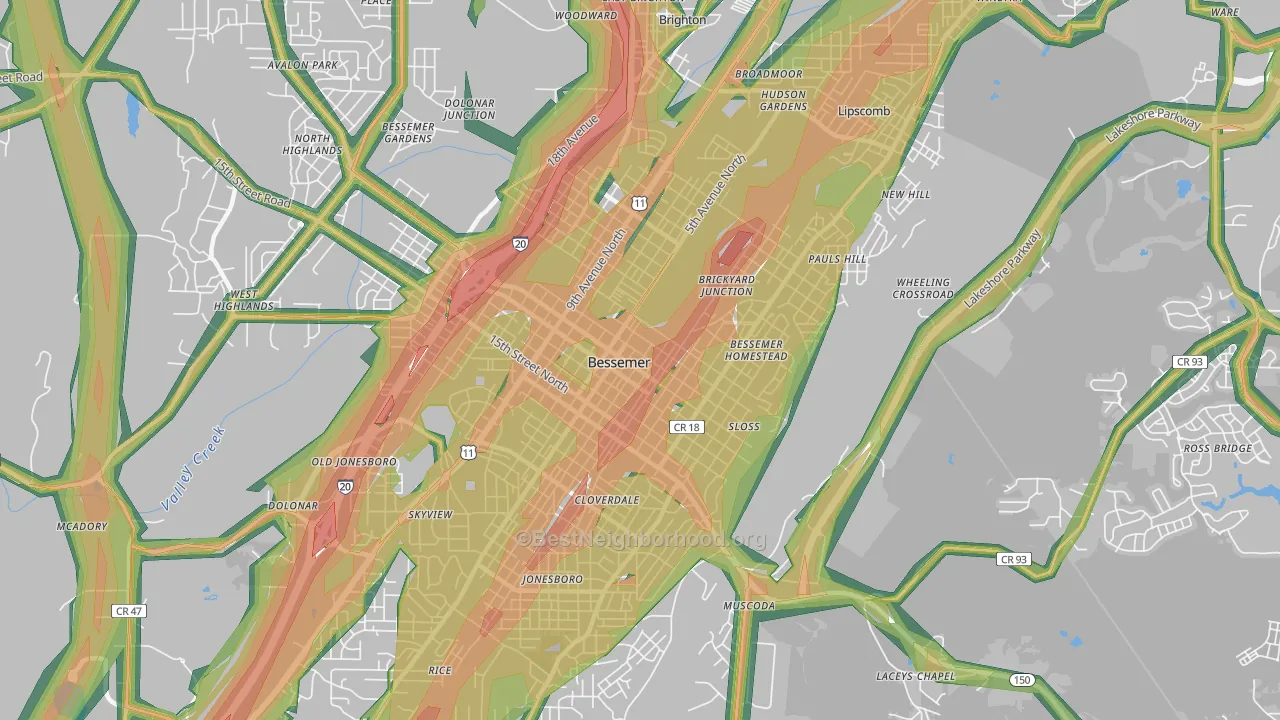 35020, AL Map of Noise Levels in 35020