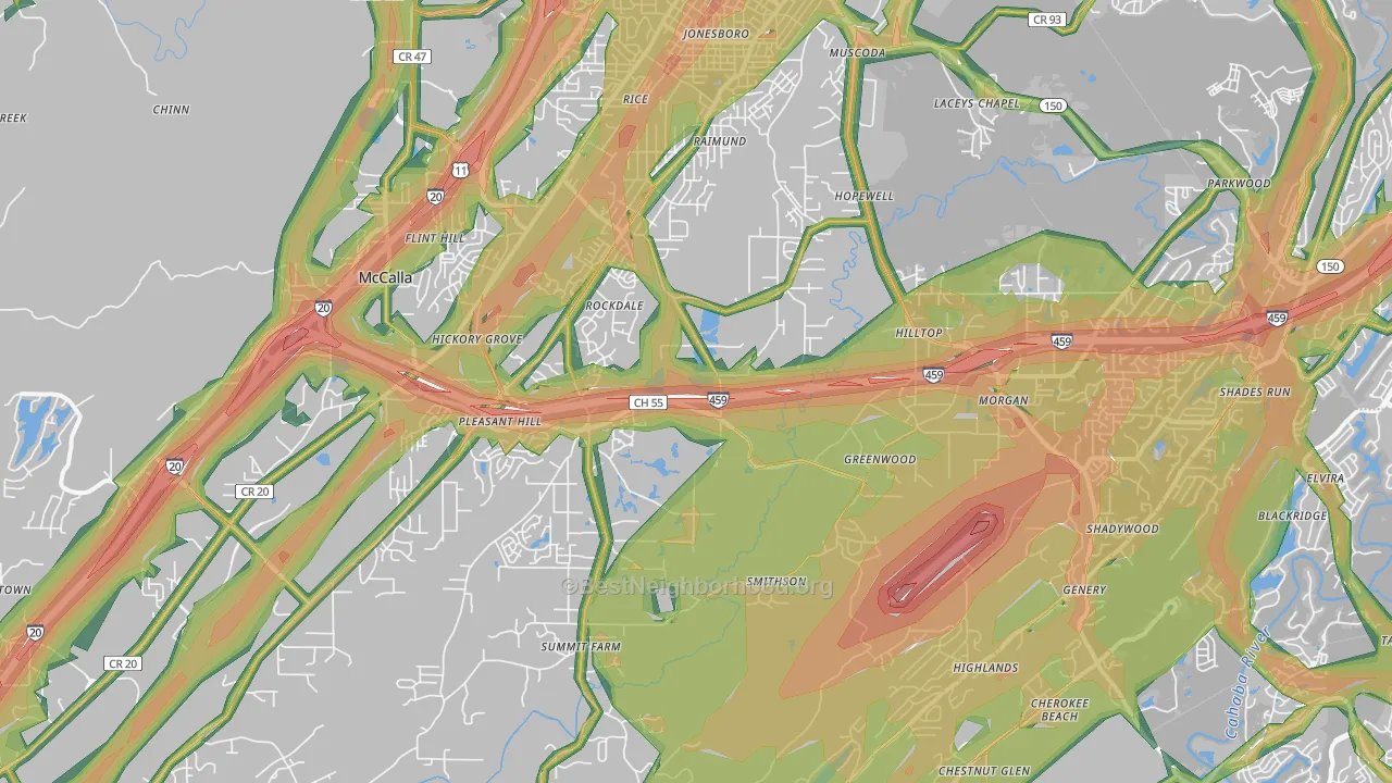 35022, AL Map of Noise Levels in 35022