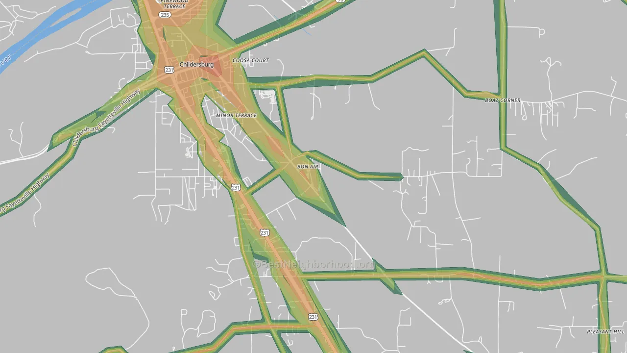 35032, AL Map of Noise Levels in 35032