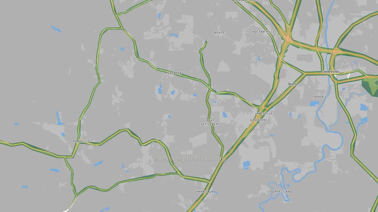35034, AL Map of Noise Levels in 35034