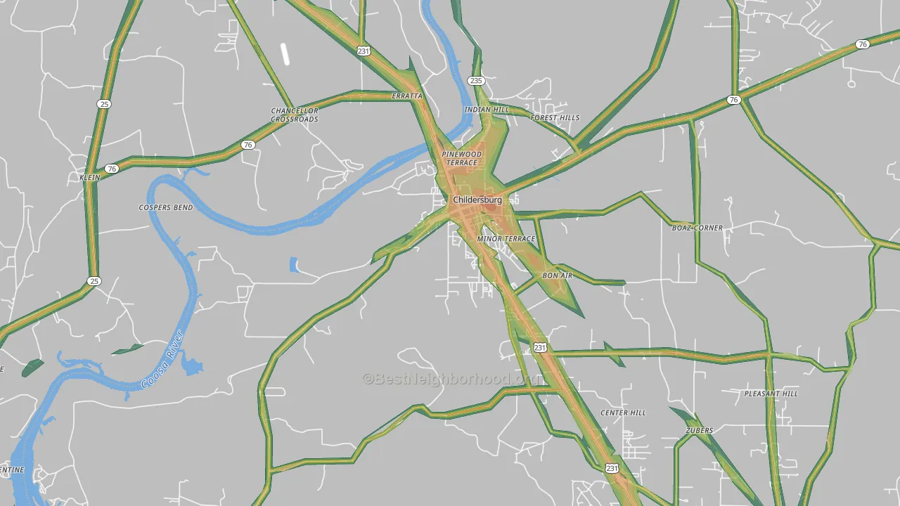 35044, AL Map of Noise Levels in 35044