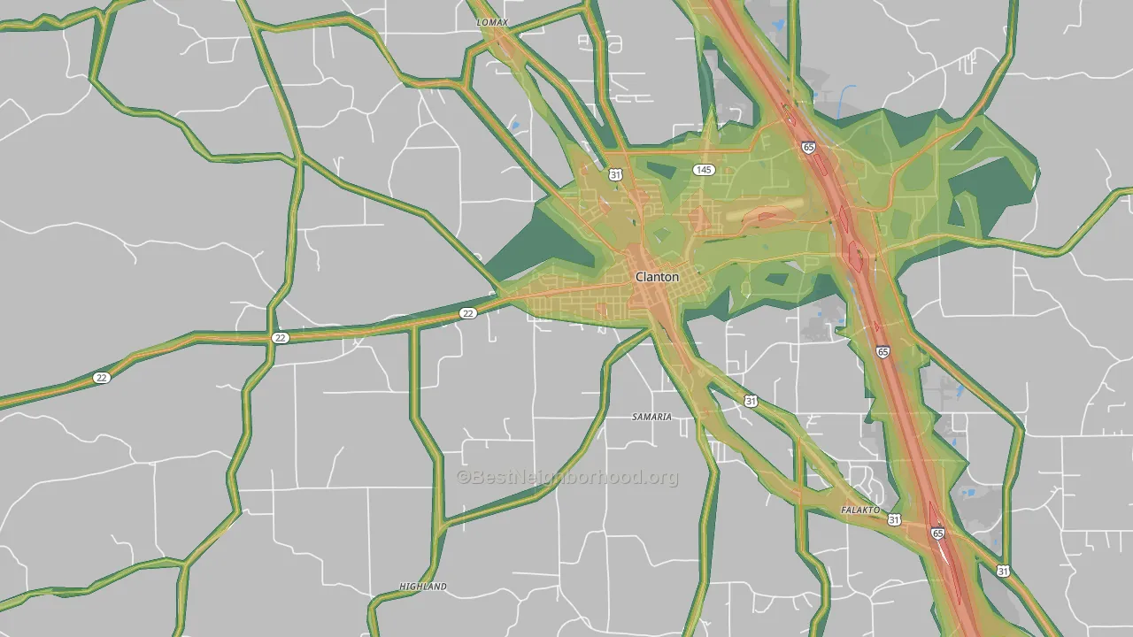 35045, AL Map of Noise Levels in 35045