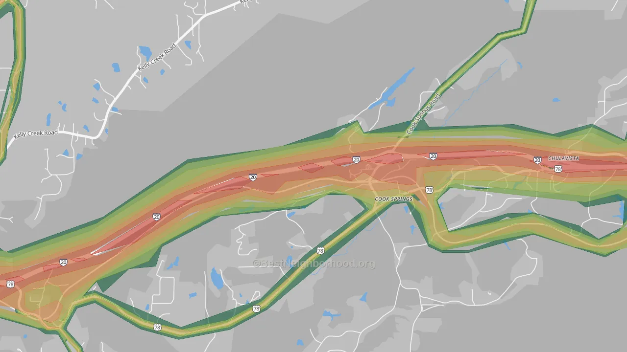 35052, AL Map of Noise Levels in 35052