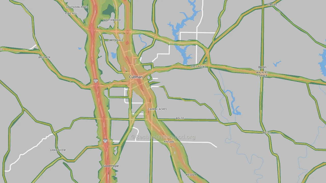 35055, AL Map of Noise Levels in 35055