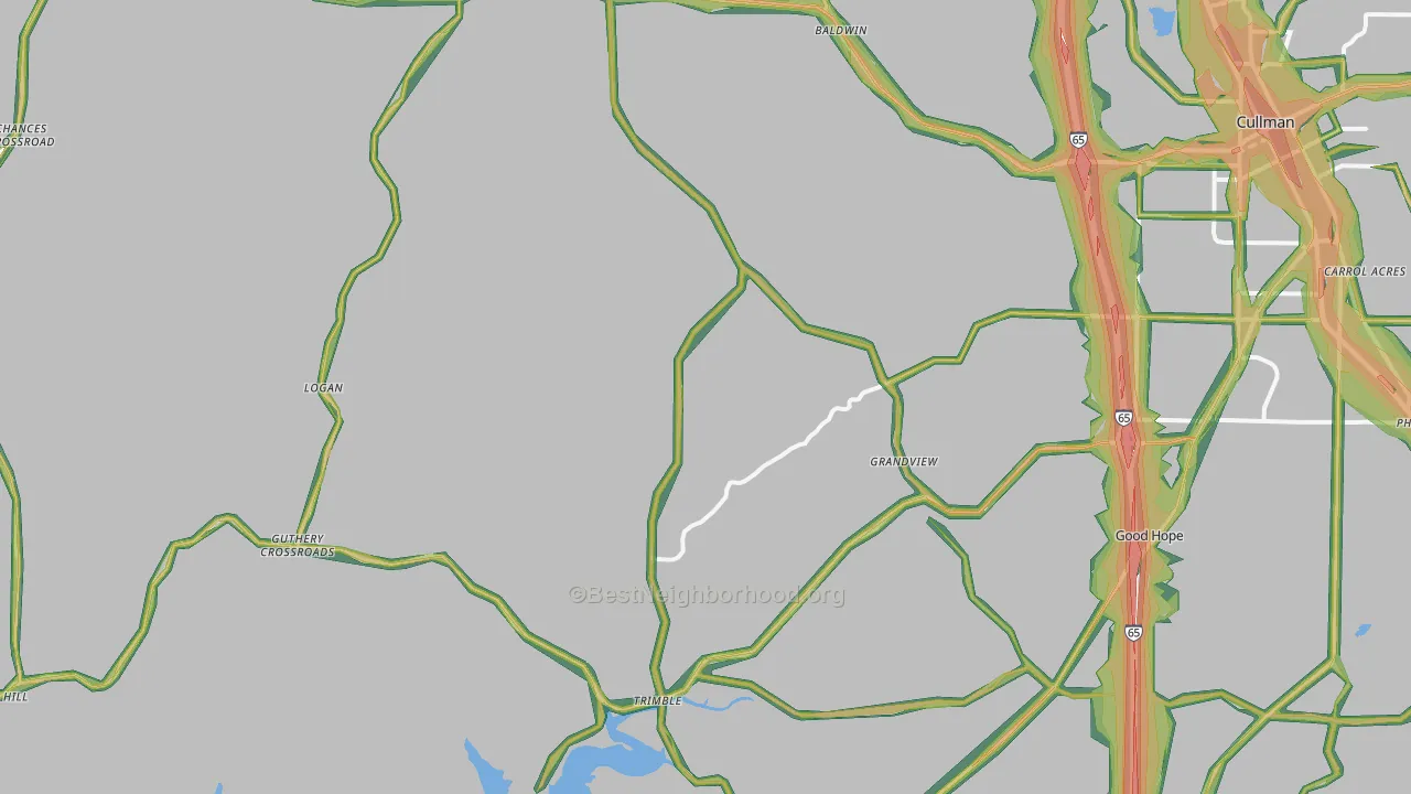 35057, AL Map of Noise Levels in 35057