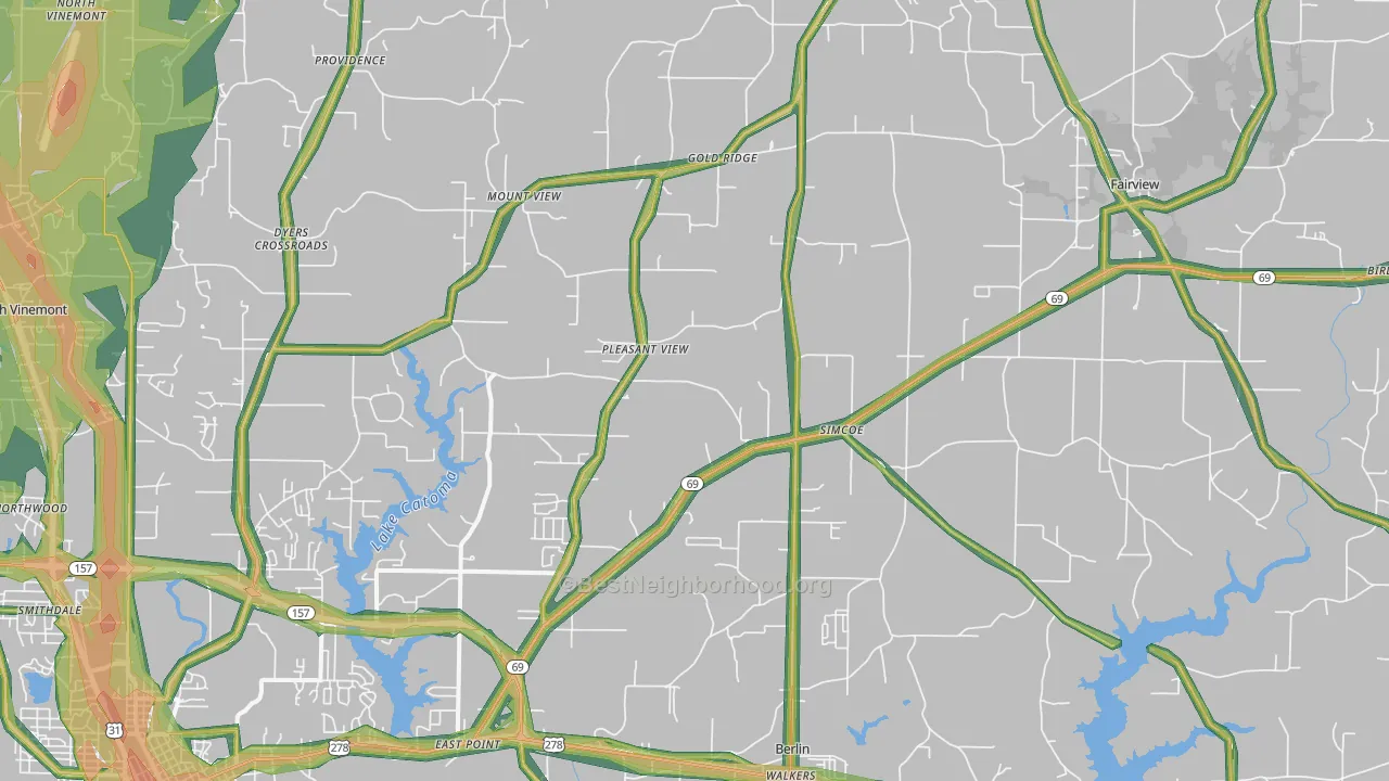 35058, AL Map of Noise Levels in 35058