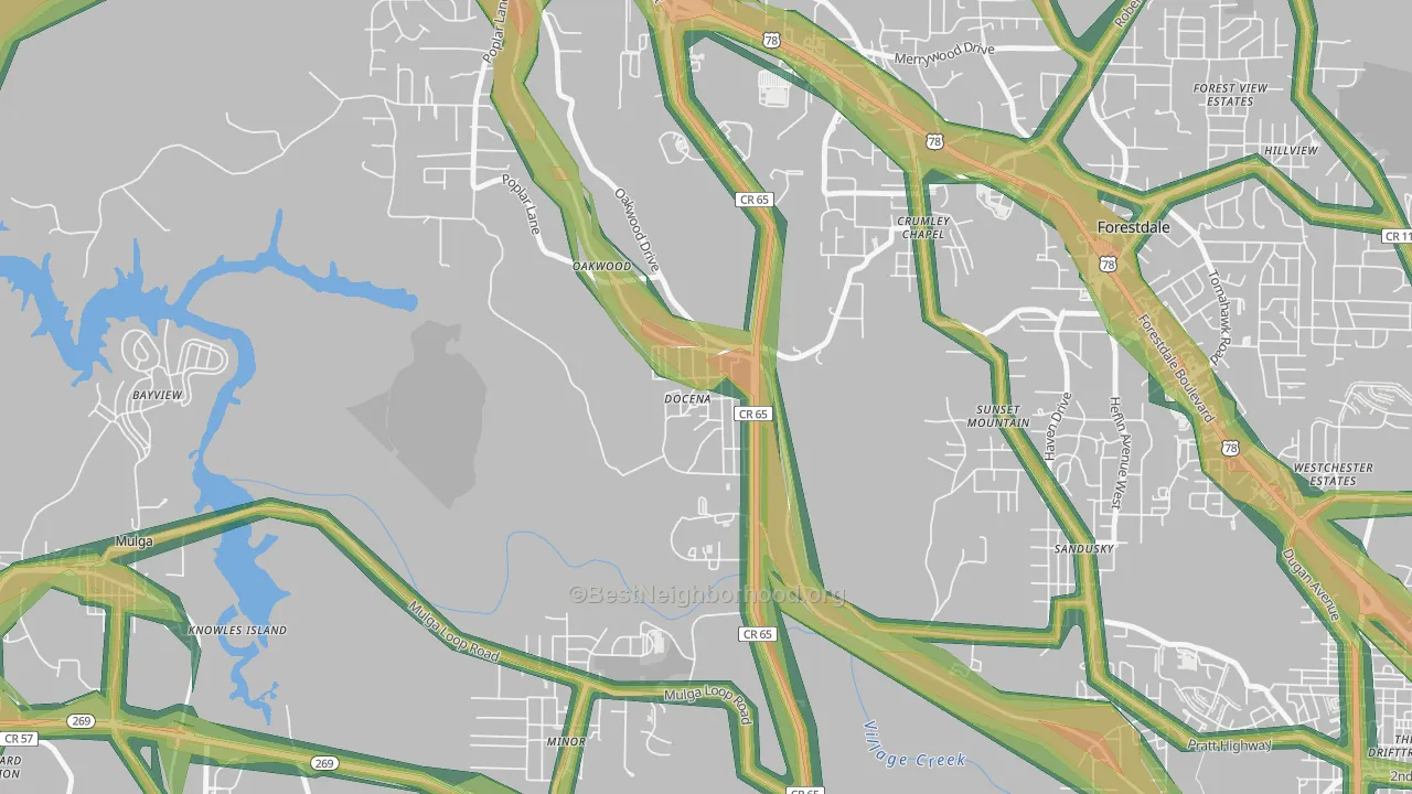 35060, AL Map of Noise Levels in 35060