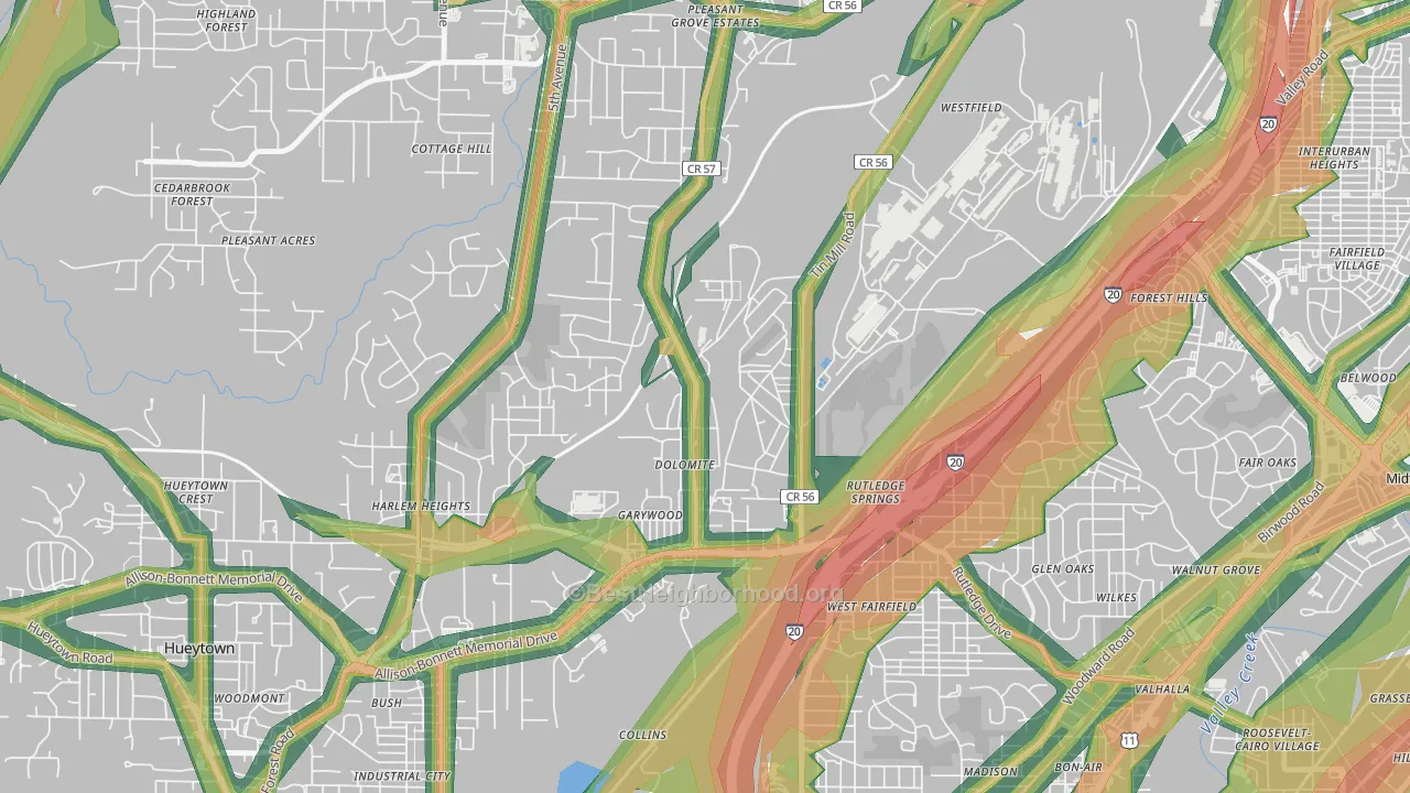 35061, AL Map of Noise Levels in 35061