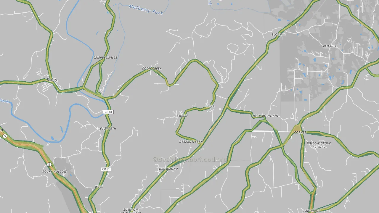 35063, AL Map of Noise Levels in 35063