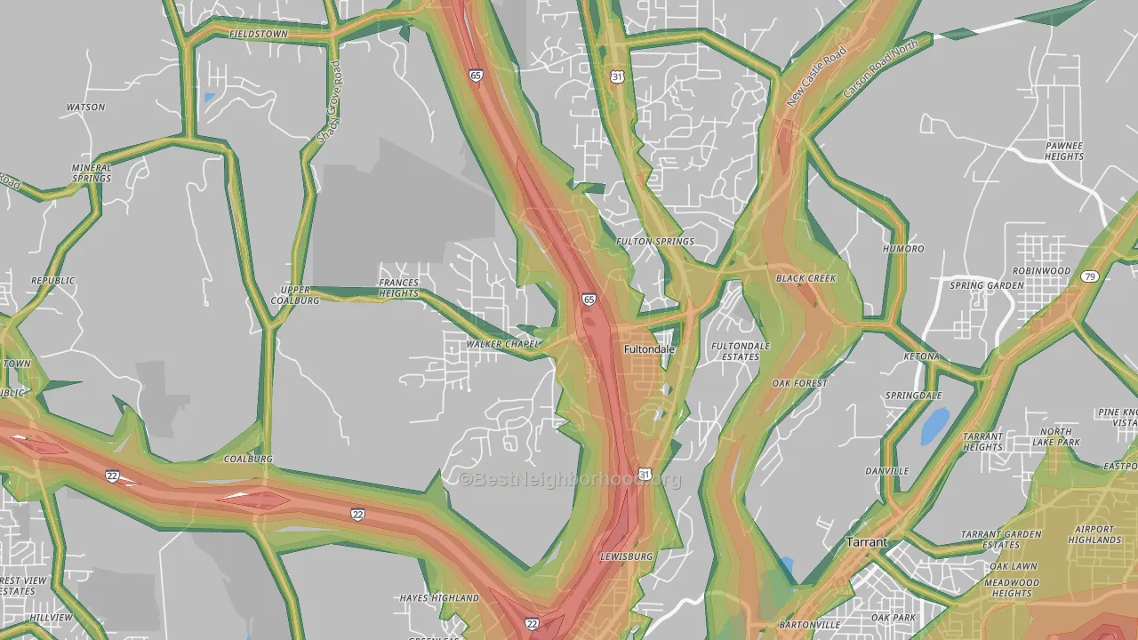 35068, AL Map of Noise Levels in 35068