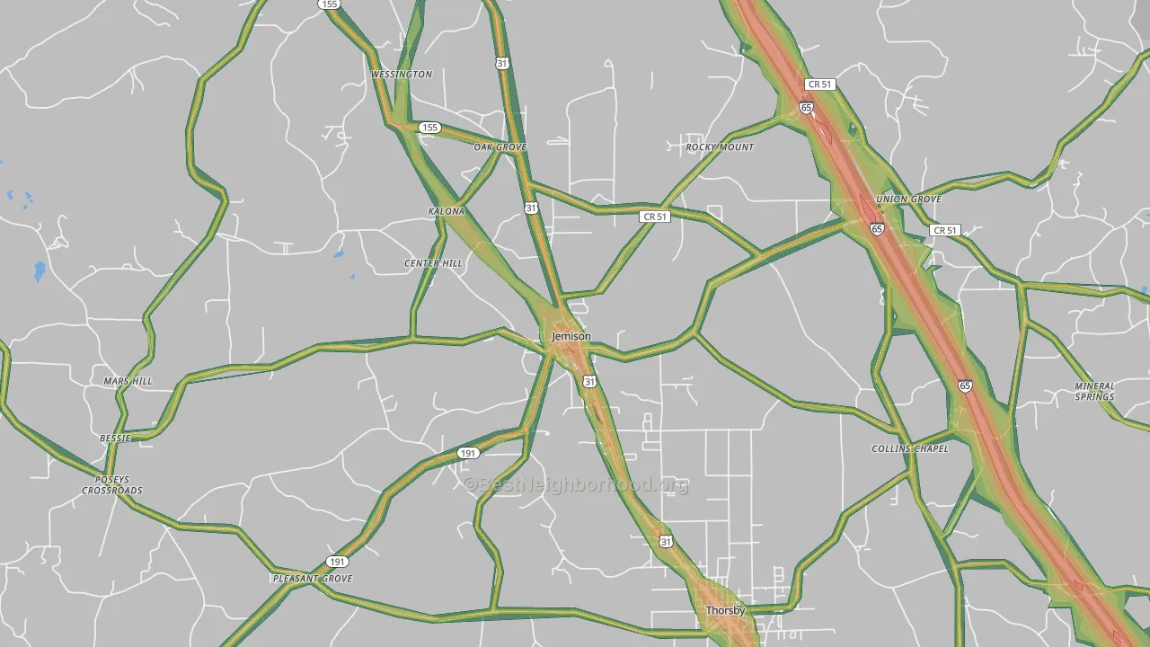 35085, AL Map of Noise Levels in 35085